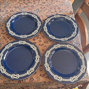 Cynthia Rowley 100% melamine plates, set of 4 nautical robe knot dinner 10.5”
